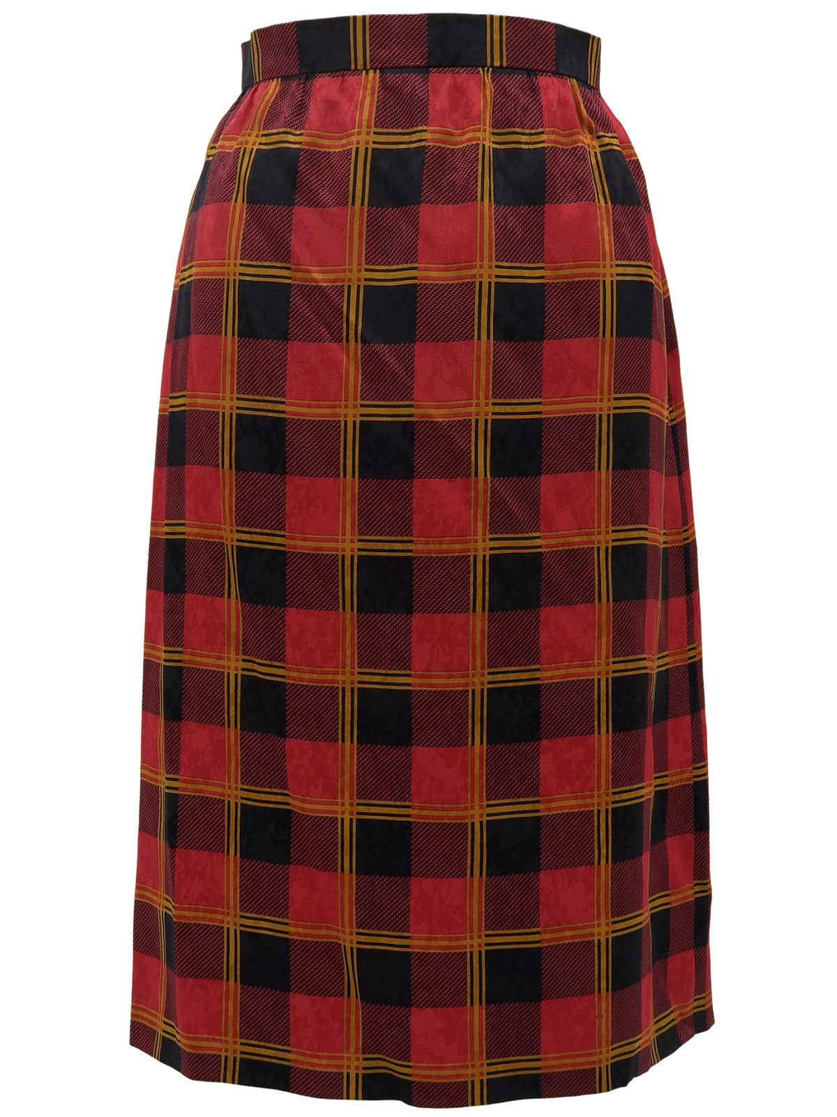 Silk Check Pattern Macadam Button Ribbon Tie Set in Red