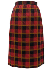 Silk Check Pattern Macadam Button Ribbon Tie Set in Red