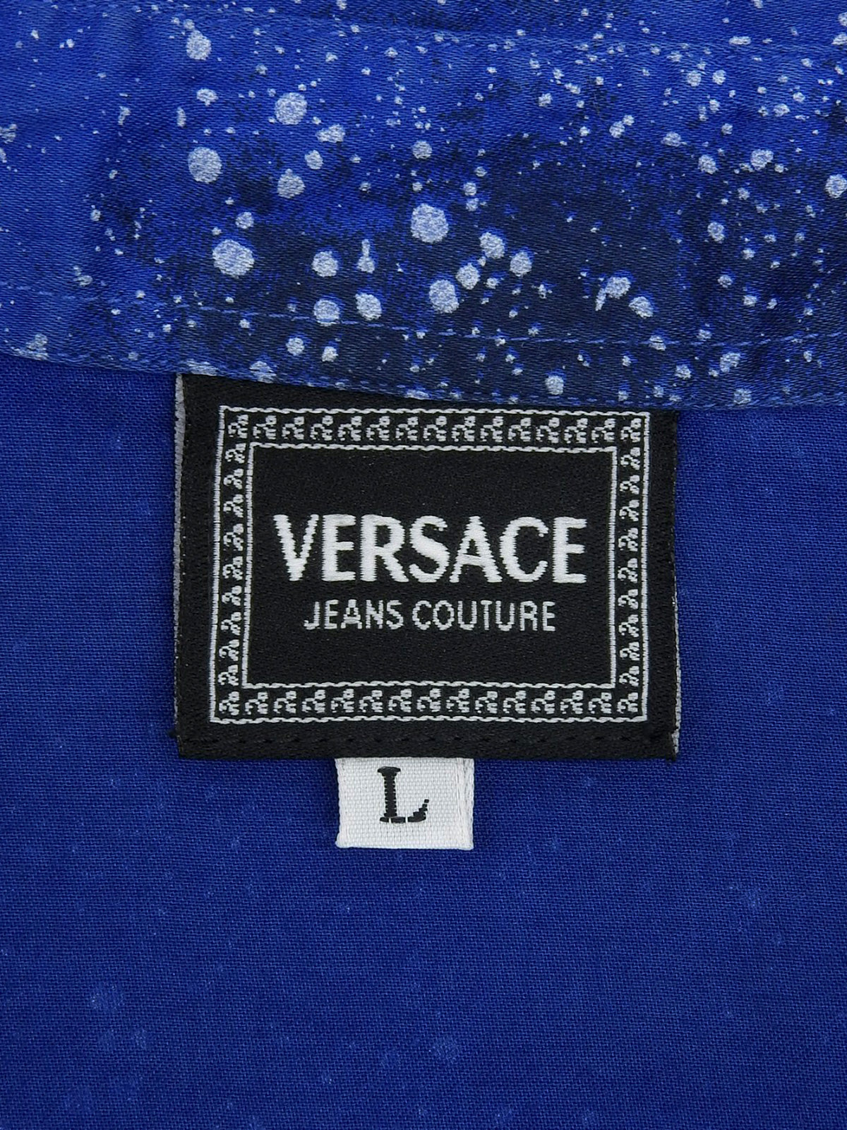 スペースパターンメデューサボタン長袖シャツ #Lブルー