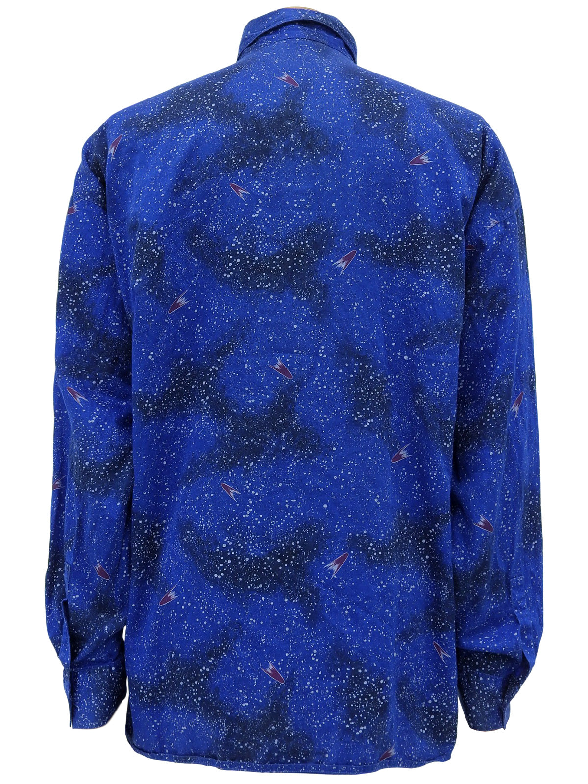 スペースパターンメデューサボタン長袖シャツ ブルー