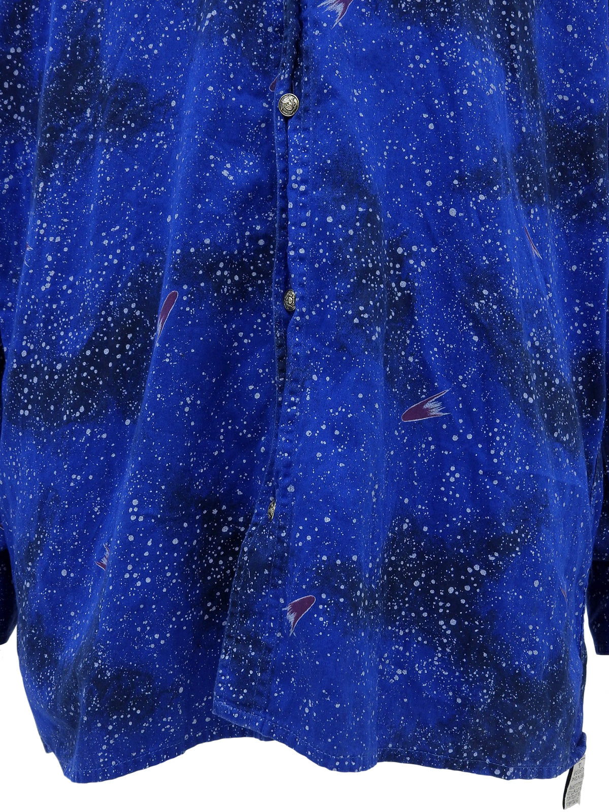 スペースパターンメデューサボタン長袖シャツ ブルー