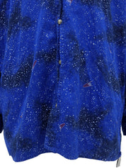 スペースパターンメデューサボタン長袖シャツ ブルー