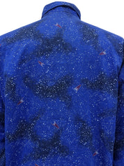 スペースパターンメデューサボタン長袖シャツ ブルー