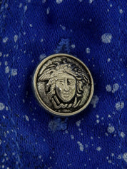 スペースパターンメデューサボタン長袖シャツ ブルー