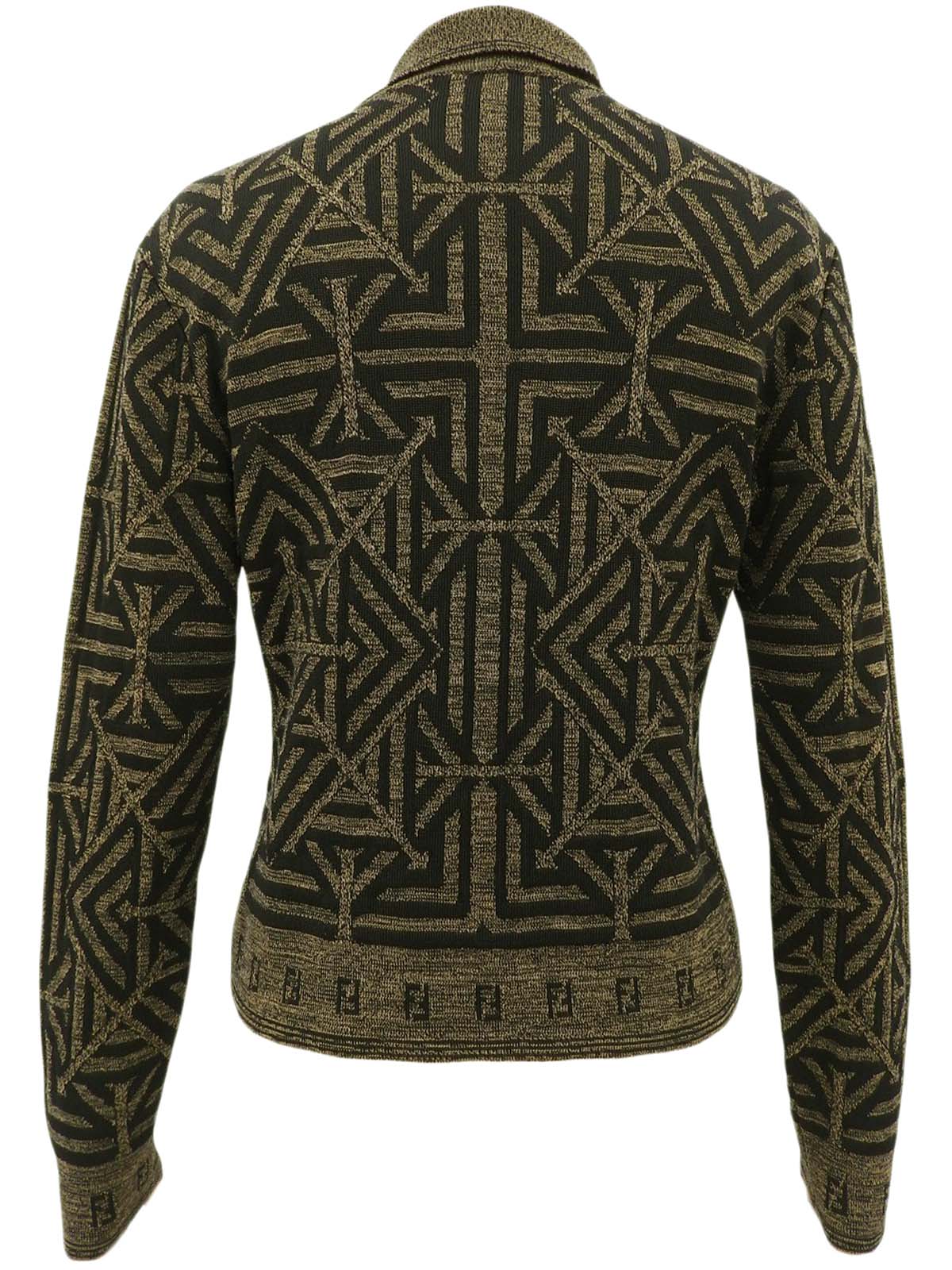 デザインパターンロゴニットポロシャツ ブラウン/ブラック