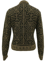 デザインパターンロゴニットポロシャツ ブラウン/ブラック