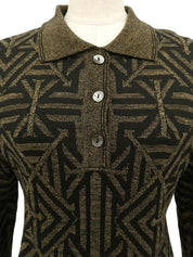 デザインパターンロゴニットポロシャツ ブラウン/ブラック