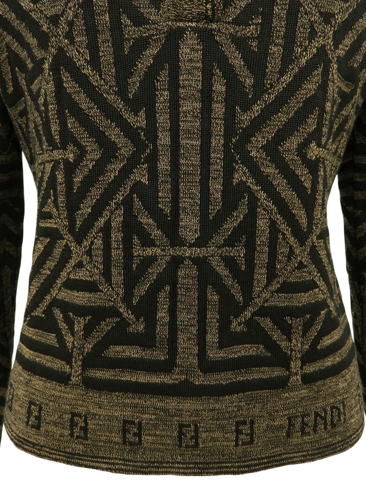 デザインパターンロゴニットポロシャツ ブラウン/ブラック