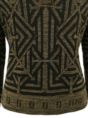 デザインパターンロゴニットポロシャツ ブラウン/ブラック