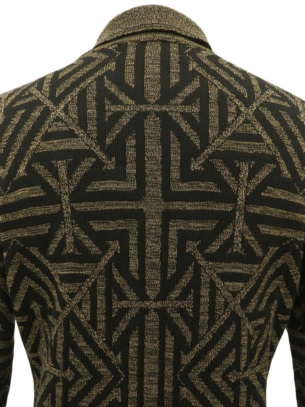 デザインパターンロゴニットポロシャツ ブラウン/ブラック