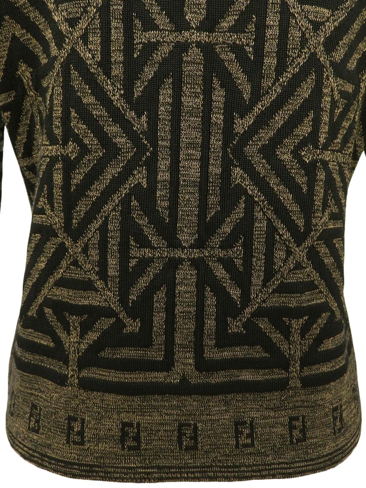 デザインパターンロゴニットポロシャツ ブラウン/ブラック