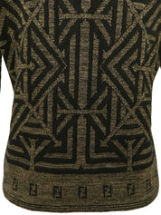 デザインパターンロゴニットポロシャツ ブラウン/ブラック