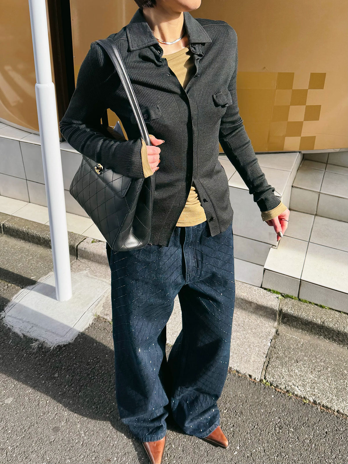 CC mark button knit cardigan #40 Gray