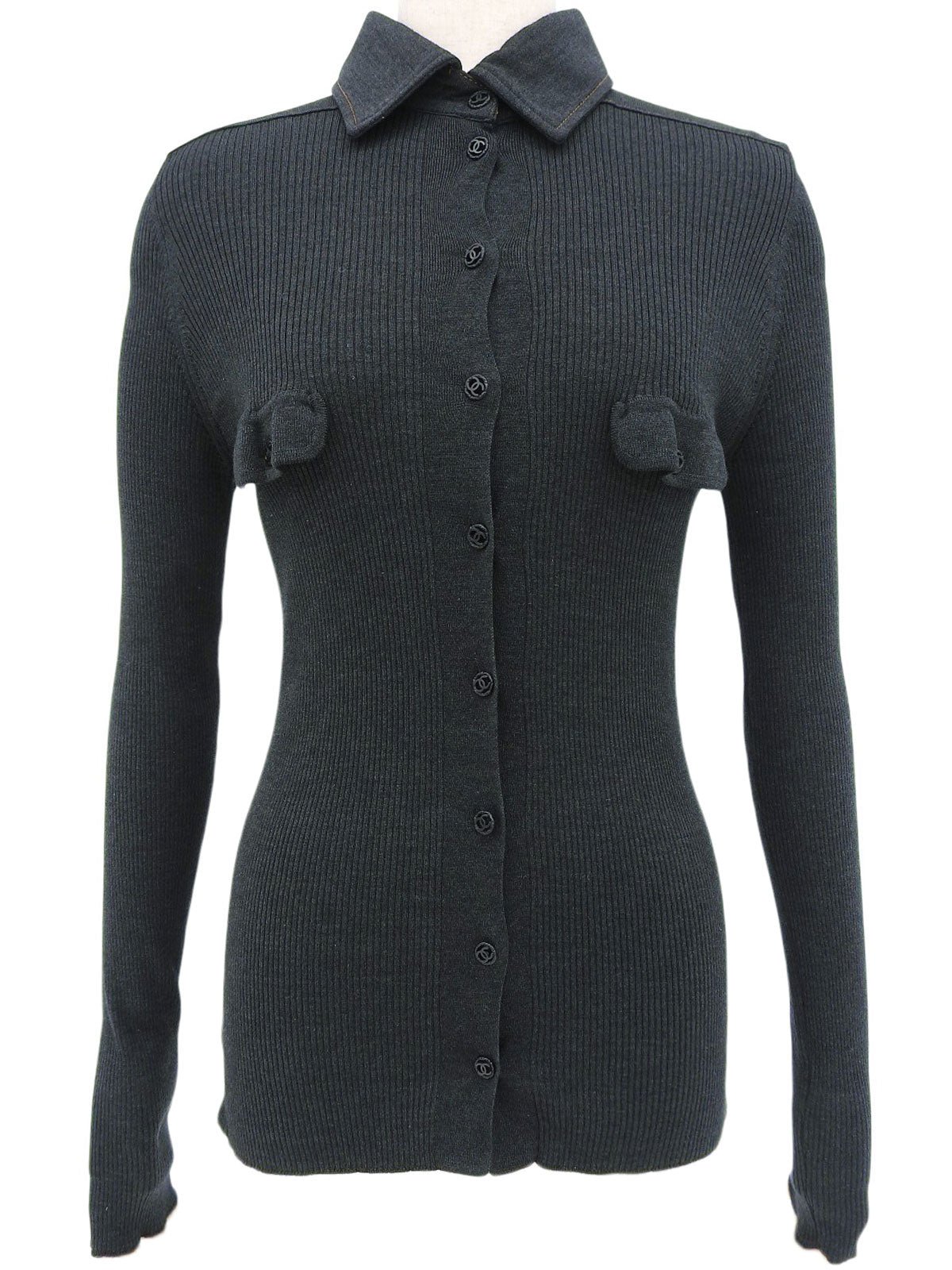 CC Mark Button Knit Cardigan Gray