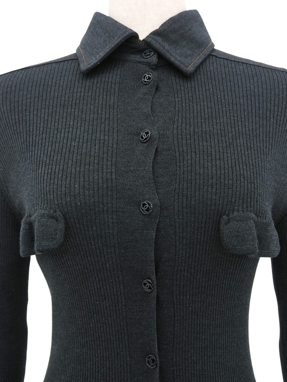 CC Mark Button Knit Cardigan Gray