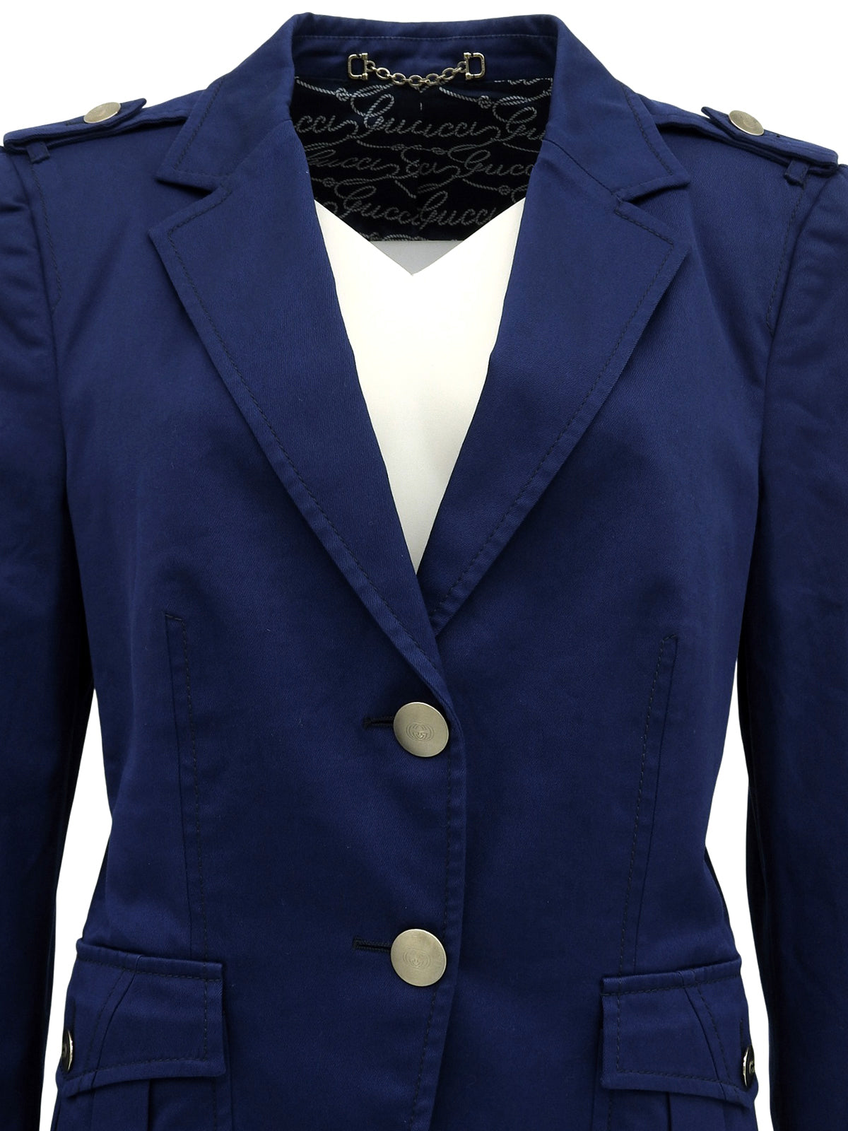 Logo Button Design Tailored Jacket Blue