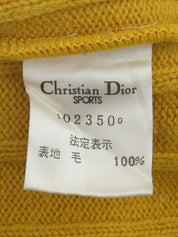 ロゴ刺繍デザインパターンニットセーター イエロー