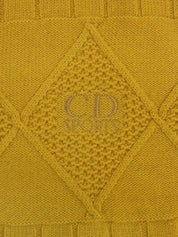 ロゴ刺繍デザインパターンニットセーター イエロー