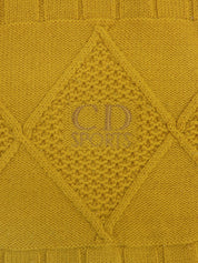 ロゴ刺繍デザインパターンニットセーター #M イエロー