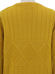 ロゴ刺繍デザインパターンニットセーター イエロー