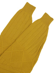 ロゴ刺繍デザインパターンニットセーター イエロー