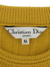 ロゴ刺繍デザインパターンニットセーター イエロー