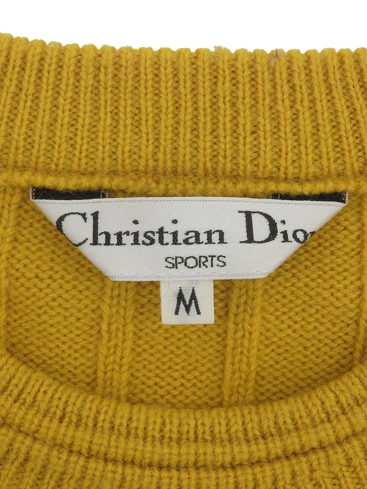 ロゴ刺繍デザインパターンニットセーター イエロー