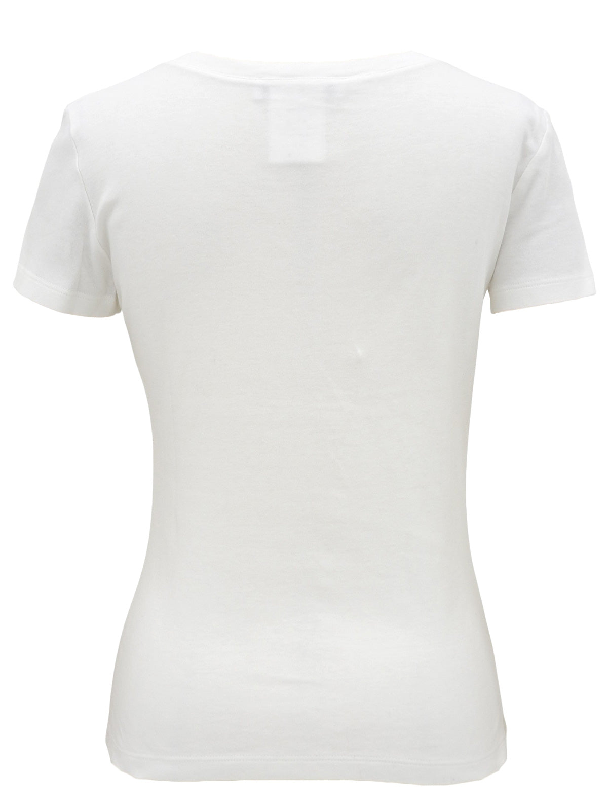 牛仔玫瑰图案拼接短袖T恤 白色/蓝色