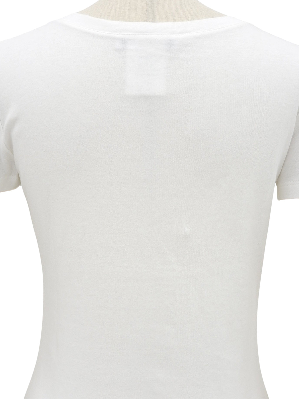 牛仔玫瑰图案拼接短袖T恤 白色/蓝色