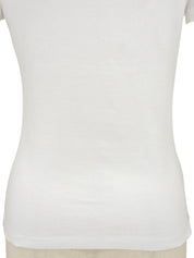 デニムローズロゴパッチワーク半袖Tシャツ ホワイト/ブルー