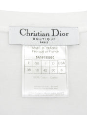 デニムローズロゴパッチワーク半袖Tシャツ ホワイト/ブルー