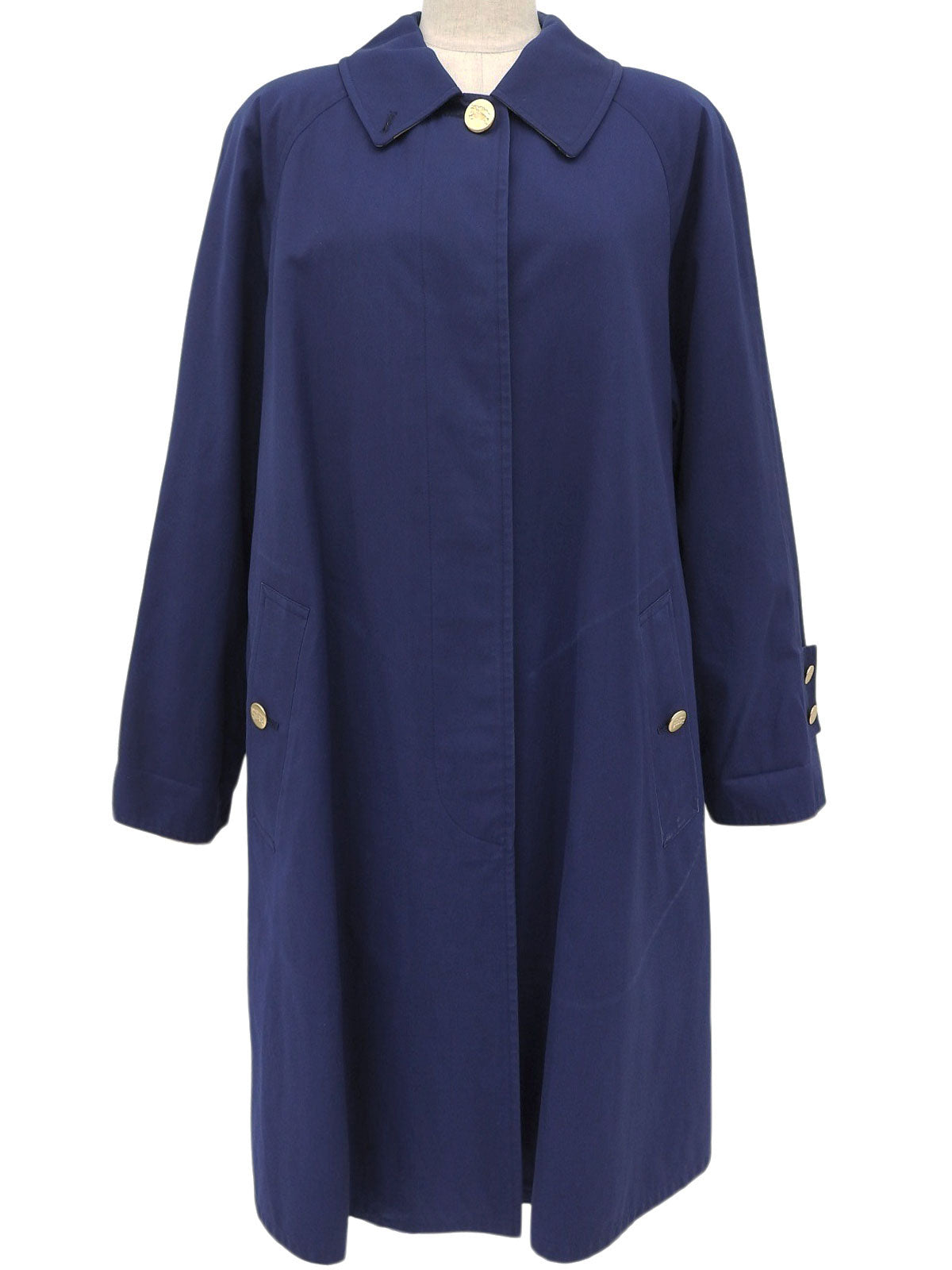 Logo Button Trench Coat Blue