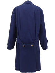 Logo Button Trench Coat Blue