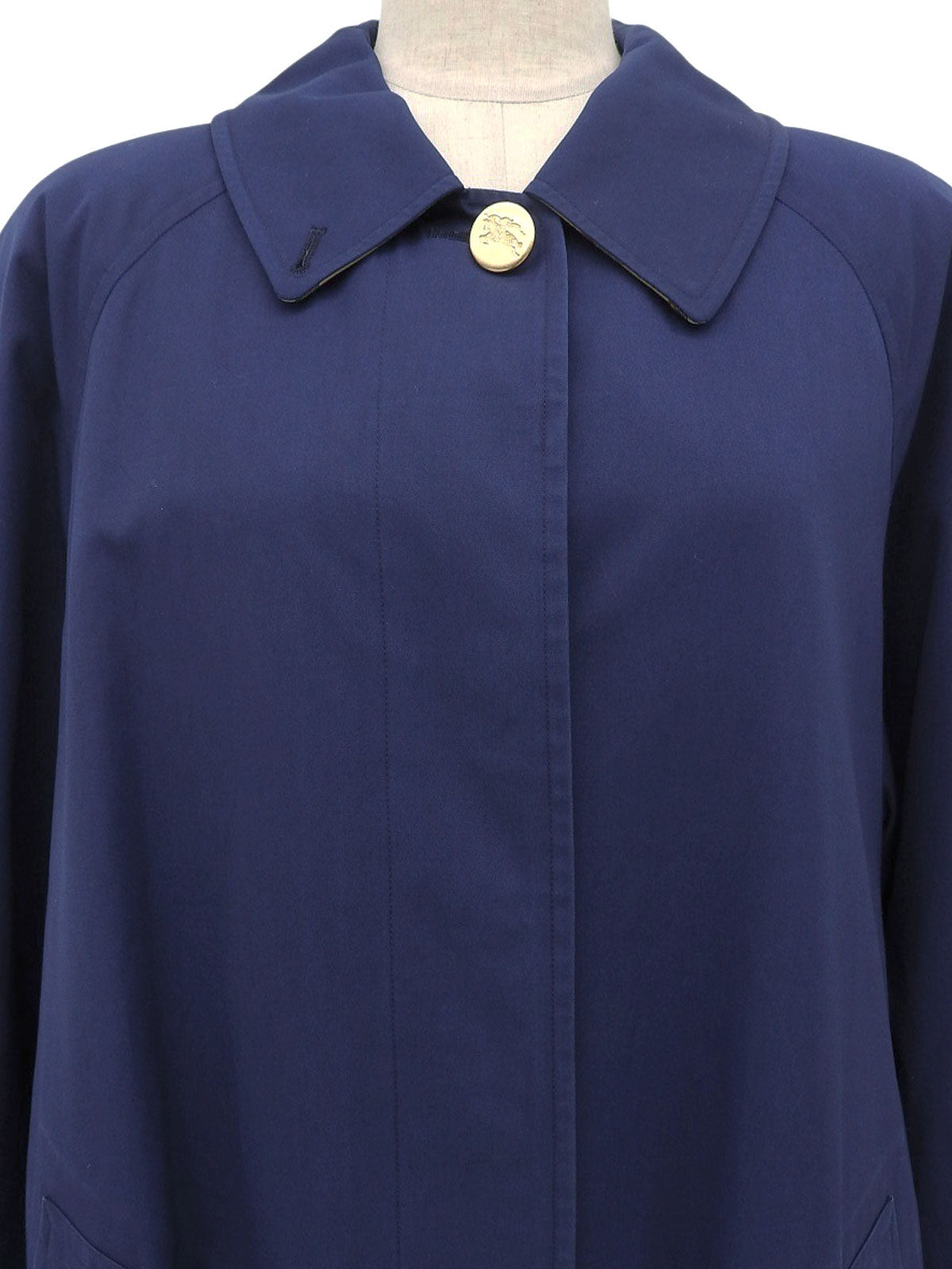 Logo Button Trench Coat Blue