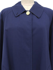 Logo Button Trench Coat Blue