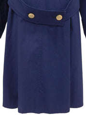 Logo Button Trench Coat Blue