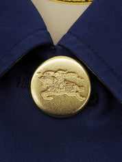 Logo Button Trench Coat Blue