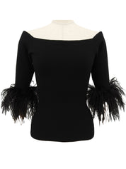 オフショルダーニットトップス ブラック