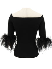 オフショルダーニットトップス ブラック