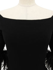 オフショルダーニットトップス ブラック