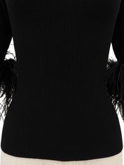 オフショルダーニットトップス ブラック