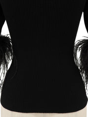 オフショルダーニットトップス ブラック