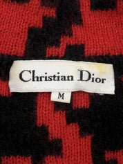 ハウンドトゥースパターンロゴボタンコート レッド/ブラック