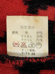 ハウンドトゥースパターンロゴボタンコート レッド/ブラック