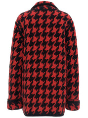 ハウンドトゥースパターンロゴボタンコート レッド/ブラック