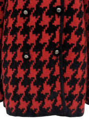 ハウンドトゥースパターンロゴボタンコート レッド/ブラック