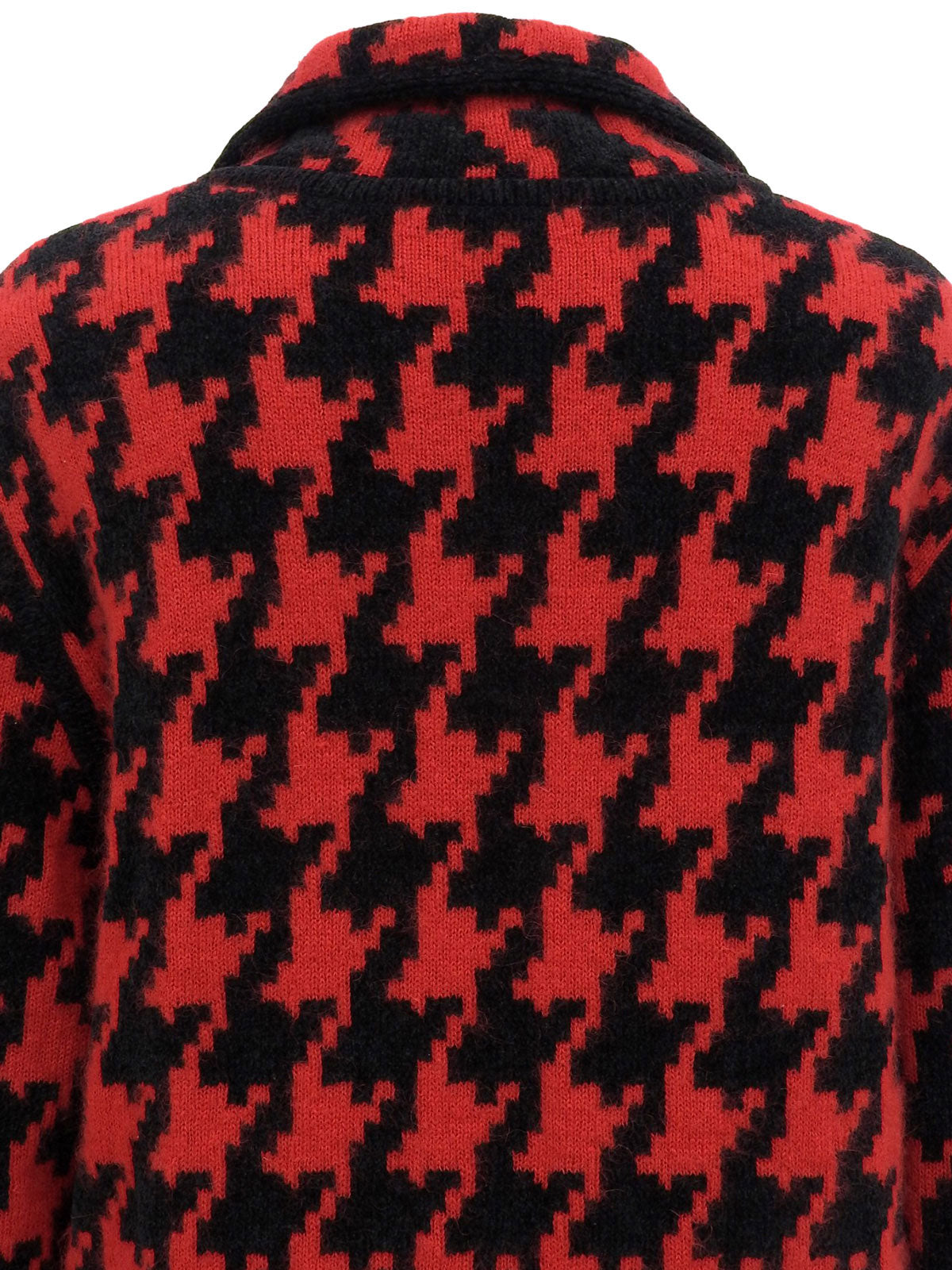 ハウンドトゥースパターンロゴボタンコート レッド/ブラック