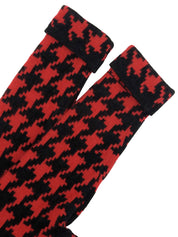 ハウンドトゥースパターンロゴボタンコート レッド/ブラック