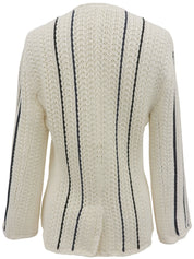 2006 Stripe Pattern Logo Plate Cardigan in White/Navy