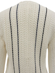 2006 Stripe Pattern Logo Plate Cardigan in White/Navy